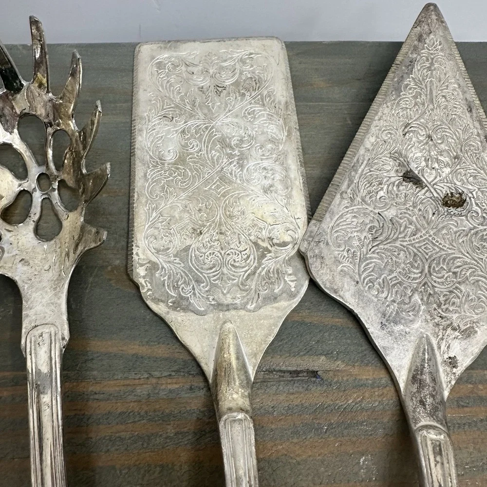 Lot 6 Vintage Silver Plate International Silver Co + Misc Cake Server Spoon Fork